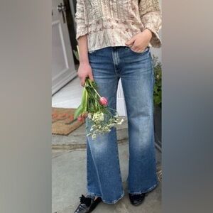 MOTHER Blue Wide Leg Flare Jeans